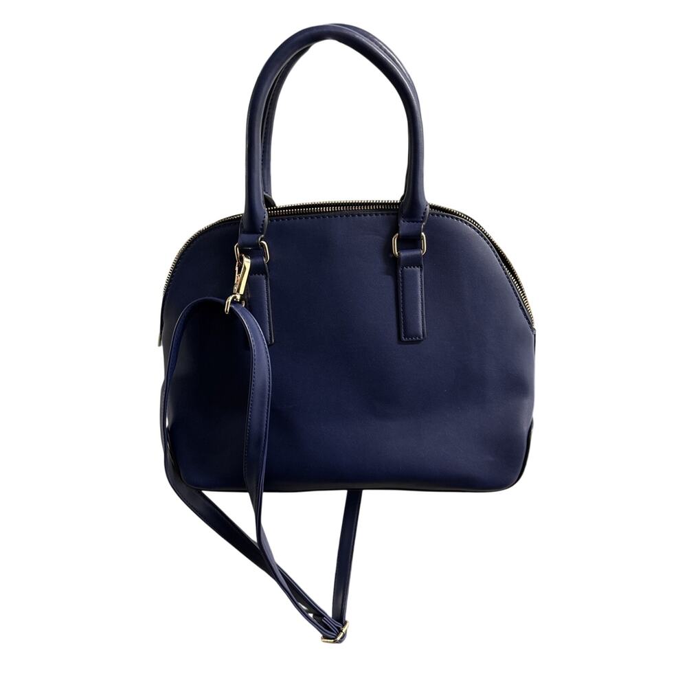 Navy Structured Dome Crossbody Bag with Top Handles